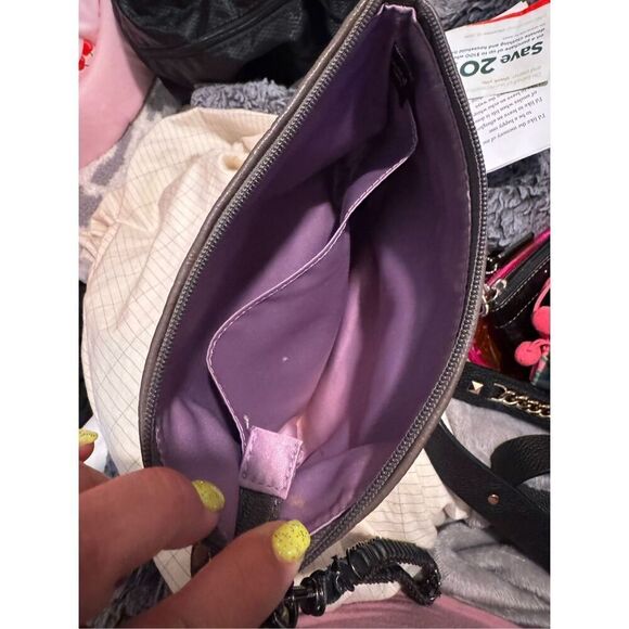 Coach poppy ocelot metallic silver black wristlet/coin purse small bag card case - Picture 6 of 6